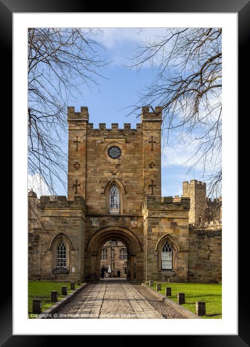The entrance to Durham Castle Framed Mounted Print by Jim Monk