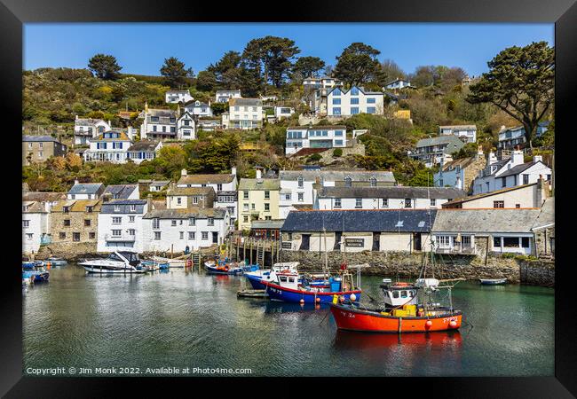 The inner harbour at Polperro, Cornwall Framed Print by Jim Monk