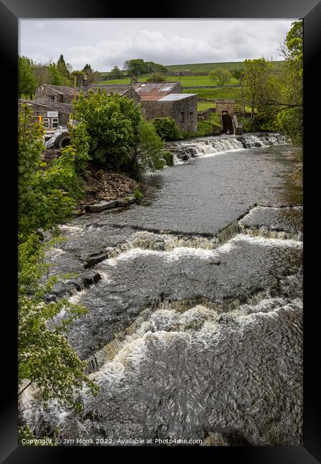River Bain waterfalls at Bainbridge Framed Print by Jim Monk