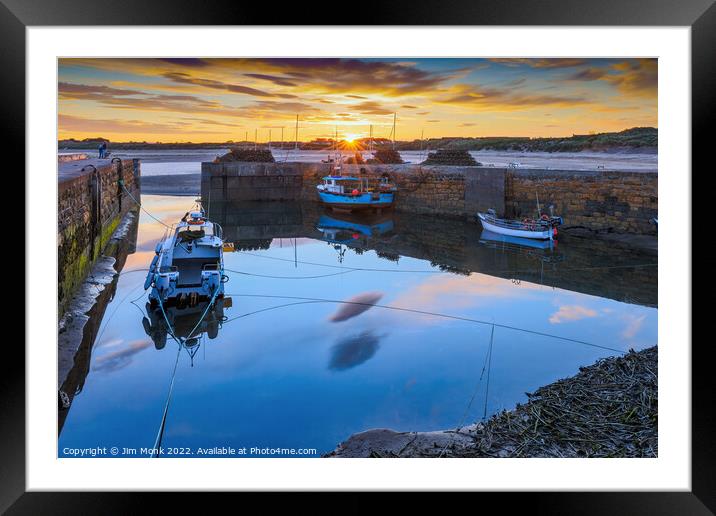 Sunset at Beadnell Harbour Framed Mounted Print by Jim Monk