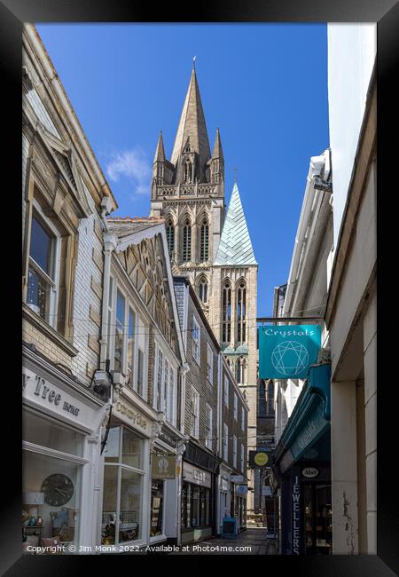 Cathedral Lane in Truro Framed Print by Jim Monk