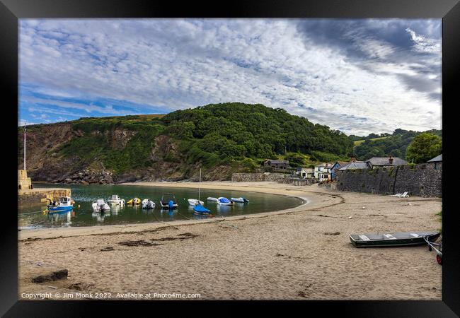 Polkerris Beach and Harbour, Cornwall Framed Print by Jim Monk