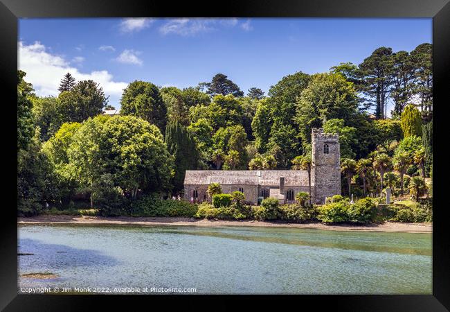 St Just in Roseland Church Cornwall Framed Print by Jim Monk