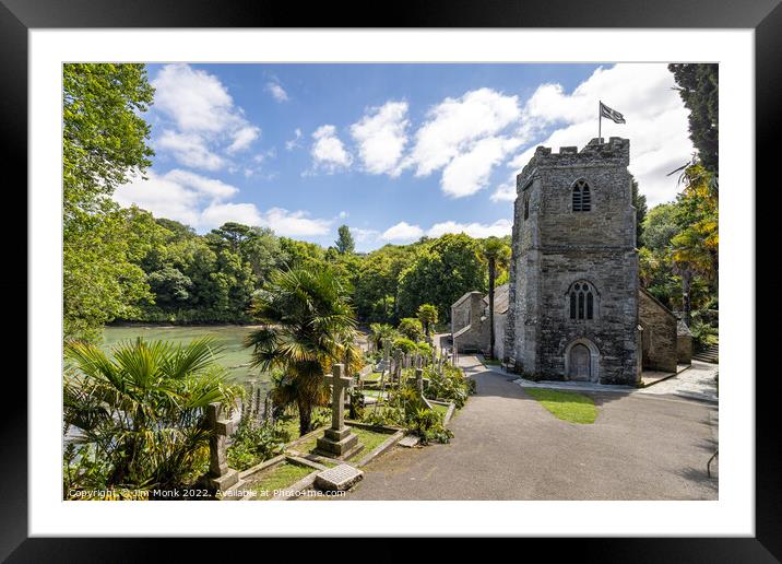 Church of St Just in Roseland, Cornwall Framed Mounted Print by Jim Monk