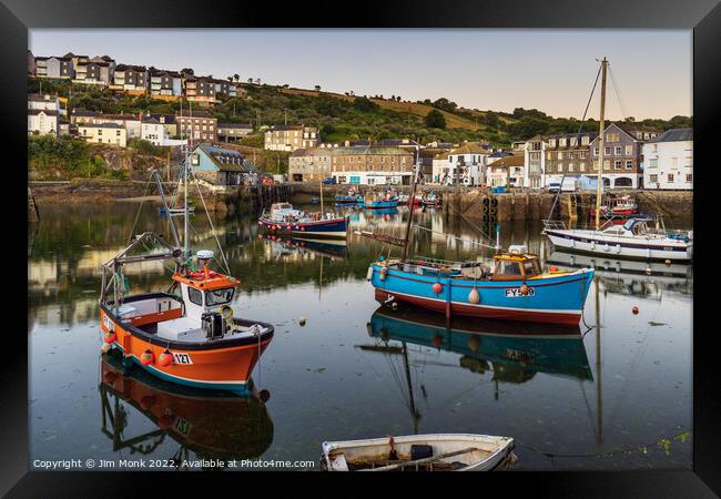 Mevagissey Harbour in Cornwall Framed Print by Jim Monk