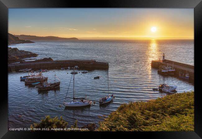 Mevagissey Harbour Sunrise Framed Print by Jim Monk