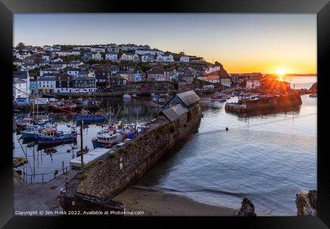 Sunrise at Mevagissey Framed Print by Jim Monk