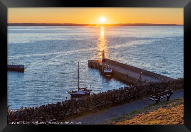 Sunrise at Mevagissey Harbour Framed Print by Jim Monk