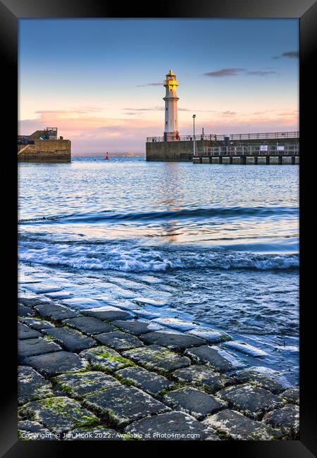 Newhaven Harbour Sunrise Framed Print by Jim Monk