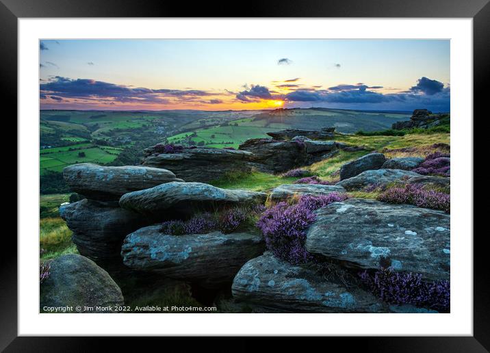 Froggatt Edge Sunset, Peak District Framed Mounted Print by Jim Monk