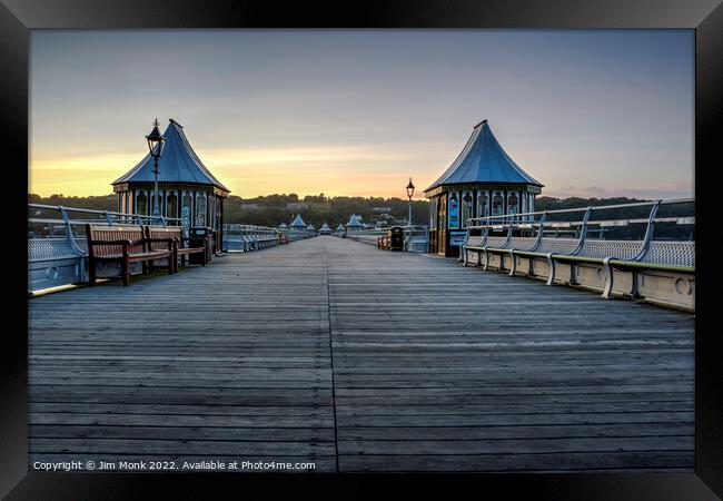 Garth Pier Sunset, Bangor Framed Print by Jim Monk