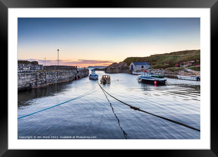 Sunrise at Ballintoy Harbour  Framed Mounted Print by Jim Monk