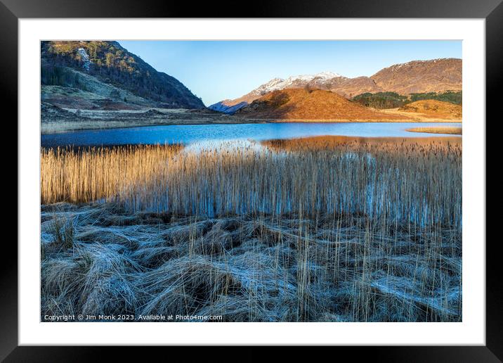 Golden Reeds, Loch Shiel Framed Mounted Print by Jim Monk
