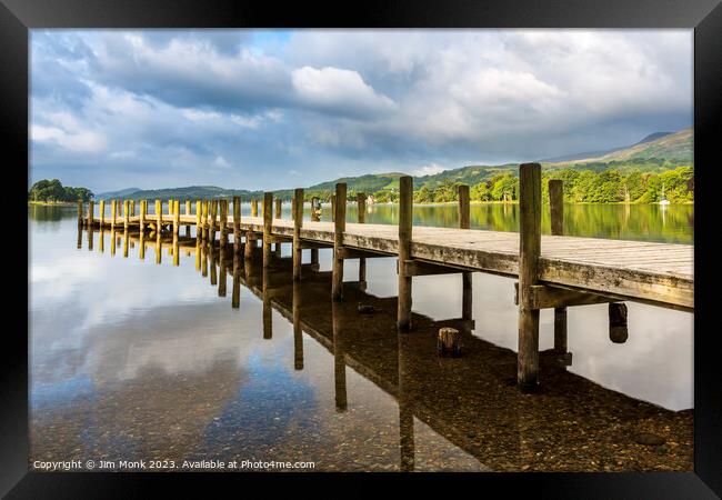 Monk Coniston Jetty Framed Print by Jim Monk