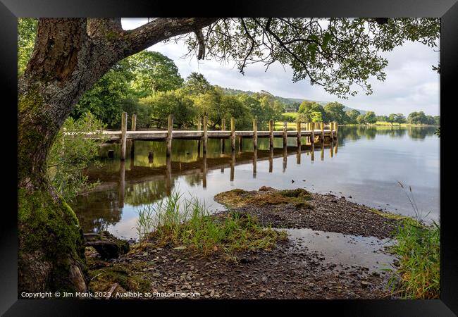 Monk Coniston Jetty, Coniston Water Framed Print by Jim Monk