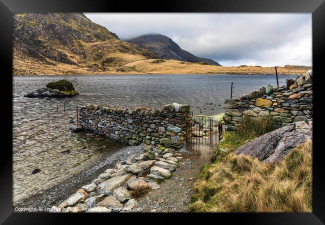 The Kissing Gate, Llyn Idwal Framed Print by Jim Monk