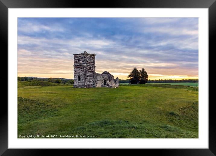 Sunrise over Knowlton Church Framed Mounted Print by Jim Monk