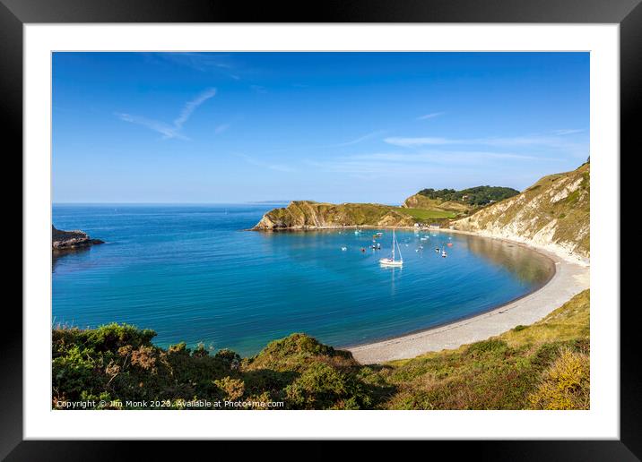 Serenity at Lulworth Cove Framed Mounted Print by Jim Monk