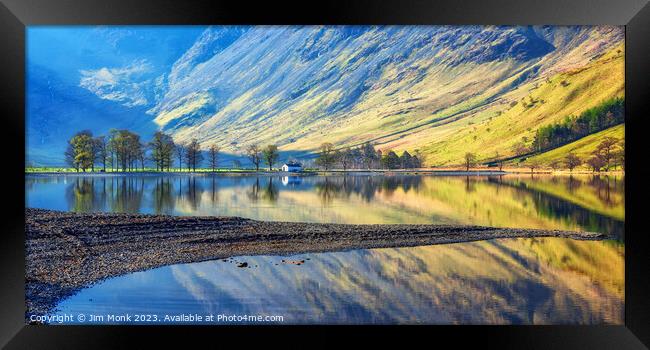 Morning Reflections at Buttermere Framed Print by Jim Monk