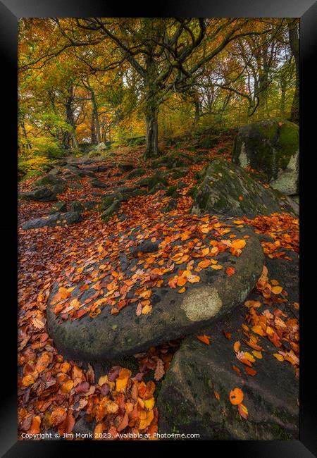 Millstone at Padley Gorge  Framed Print by Jim Monk