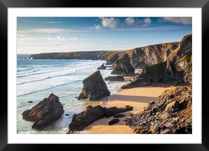 Bedruthan Steps, Cornwall Framed Mounted Print by Jim Monk