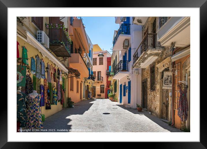 Street in Chania, Crete  Framed Mounted Print by Jim Monk