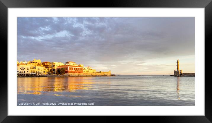 The old Venetian Harbour entrance at Chania Framed Mounted Print by Jim Monk