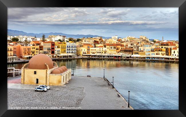 The Venetian Harbour, Chania Framed Print by Jim Monk