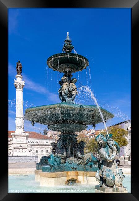 Rossio Square Fountain Lisbon Framed Print by Jim Monk