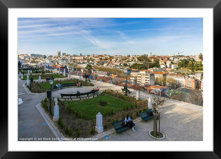 Lisbon City Skyline Framed Mounted Print by Jim Monk