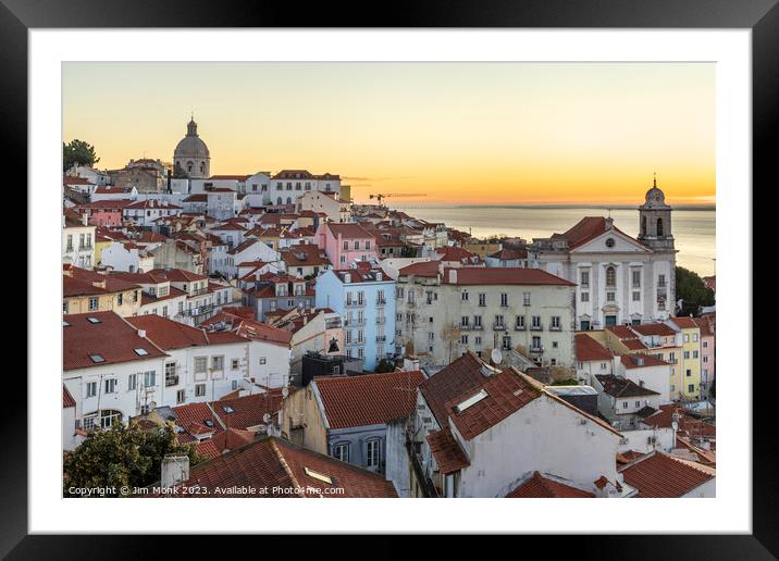 Alfama District at sunrise, Lisbon Framed Mounted Print by Jim Monk