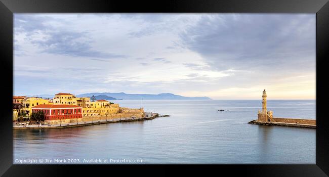 Old Harbour Entrance, Chania Framed Print by Jim Monk