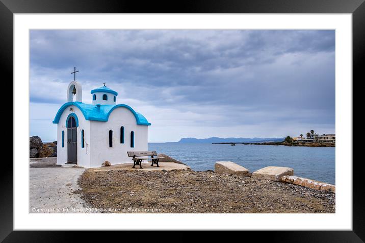 Church of Agios Dionysios of Olymbos, Crete Framed Mounted Print by Jim Monk