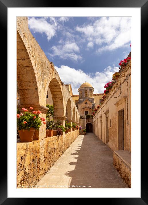 The grounds of Agia Triada Monastery Framed Mounted Print by Jim Monk