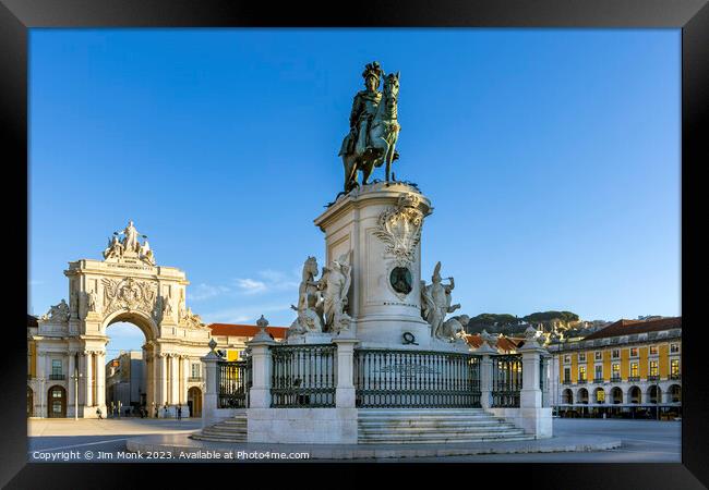 Commerce Square (Praça do Comércio) in Lisbon, Portugal  Framed Print by Jim Monk