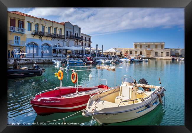 Rethymno Harbour, Crete Framed Print by Jim Monk