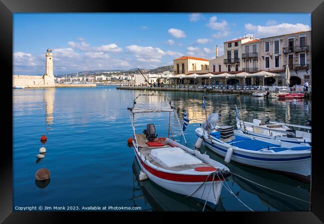 Rethymno Harbour in Crete, Greek Islands Framed Print by Jim Monk