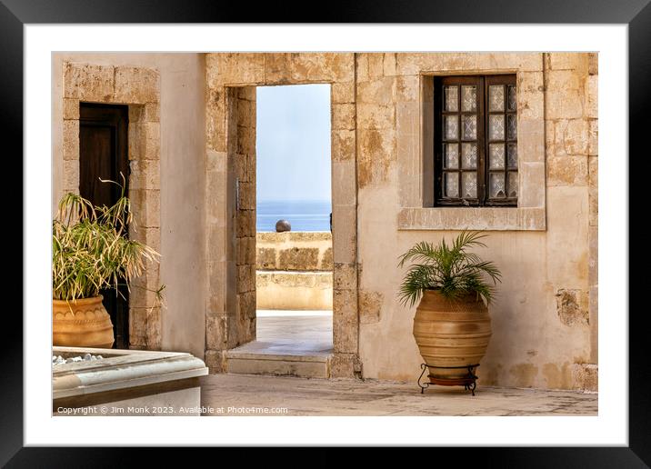 Monastery of Our Lady of Gonia, Crete Framed Mounted Print by Jim Monk