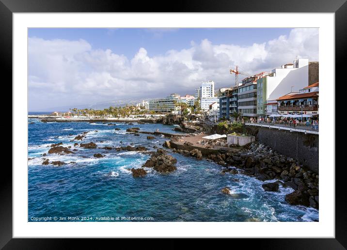 Puerto de la Cruz Seafront, Tenerife Framed Mounted Print by Jim Monk
