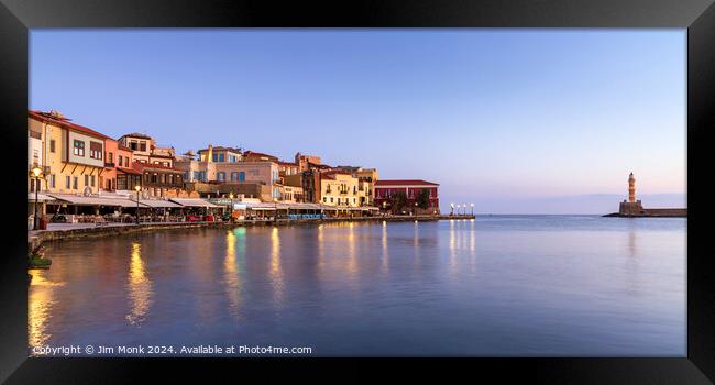  Chania Harbour at sunrise, Crete Framed Print by Jim Monk