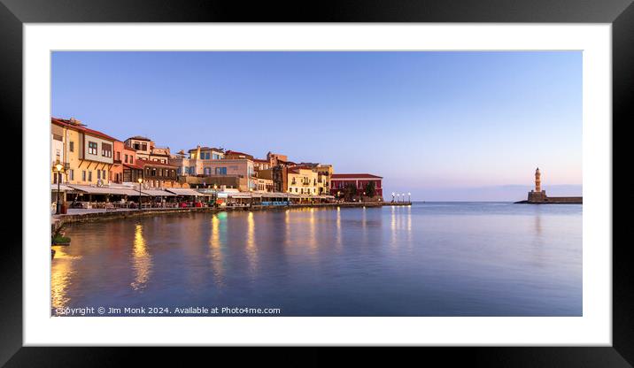  Chania Harbour at sunrise, Crete Framed Mounted Print by Jim Monk