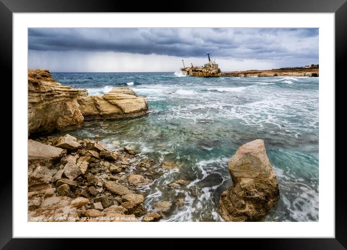 Edro III Shipwreck, Cyprus Framed Mounted Print by Jim Monk