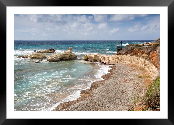 Sea Caves, Cyprus Framed Mounted Print by Jim Monk