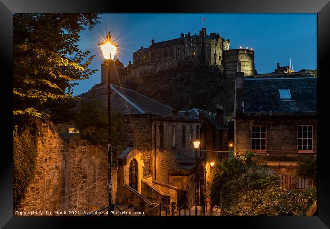 The Vennel at Dusk, Edinburgh Framed Print by Jim Monk