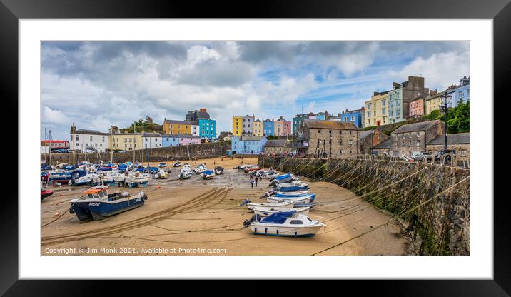 Tenby Harbour at Low Tide, Pembrokeshire Framed Mounted Print by Jim Monk