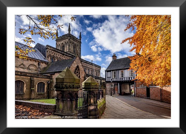 Castle gatehouse and St Mary de Castro church, Leicester Framed Mounted Print by Jim Monk