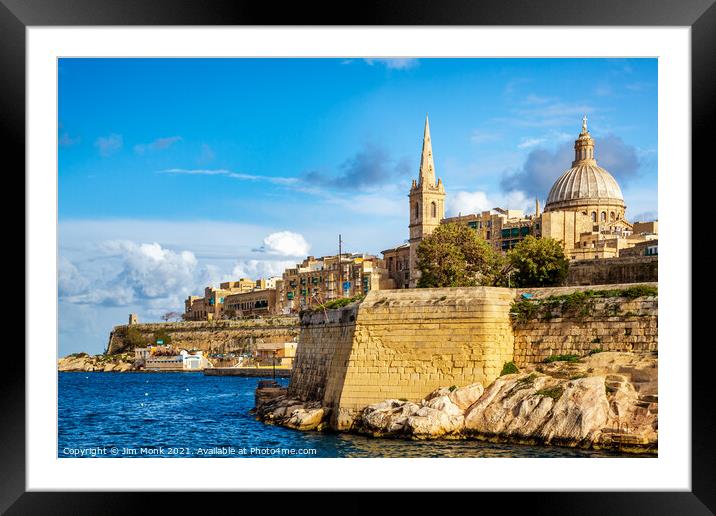 Grand Harbour, Valletta  Framed Mounted Print by Jim Monk
