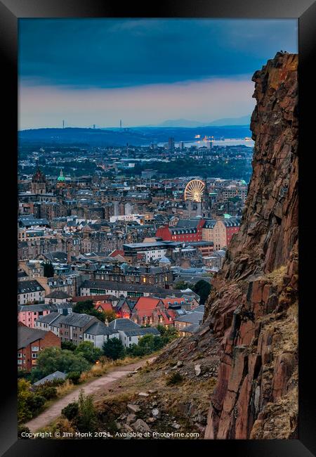 Edinburgh Skyline at Twilight Framed Print by Jim Monk