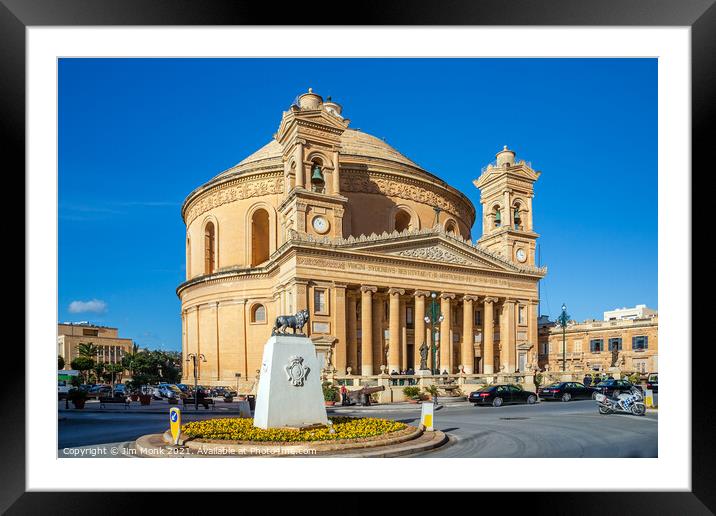 Mosta Dome, Malta Framed Mounted Print by Jim Monk