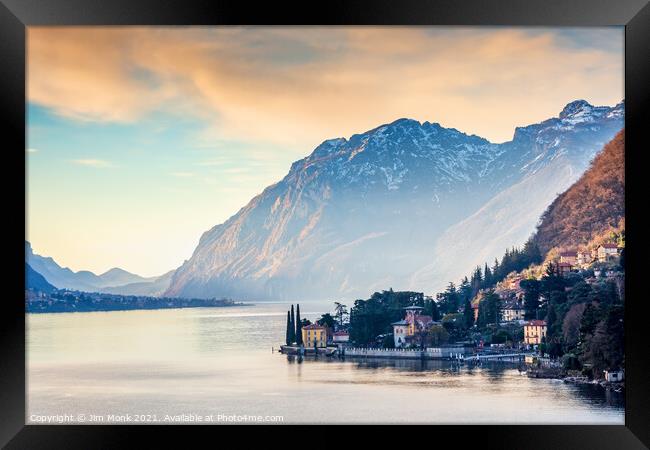 Lake Como Sunrise Framed Print by Jim Monk